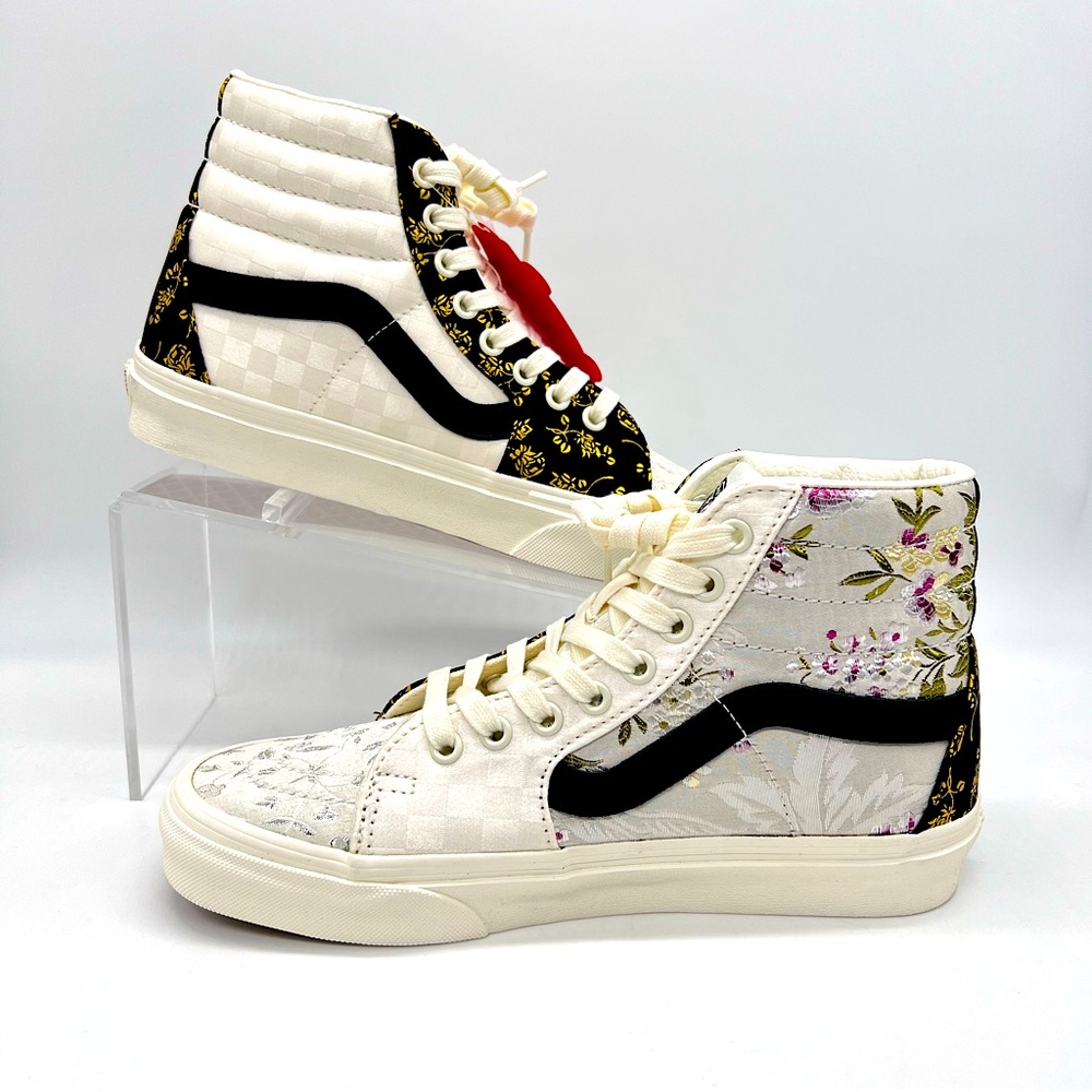 Vans Unisex Brocade Patch Work True White Sk8 High Sneaker
